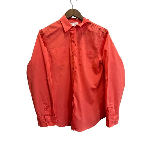 Jones New York Sport Orange Peach Women's Button Down Top Size Medium - Picture 1 of 3